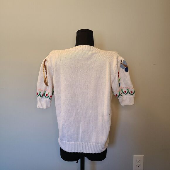 Vintage Hand Knit Sweater Grandma Cottage Core Size Small Easter ABCs Teacher - Picture 4 of 10